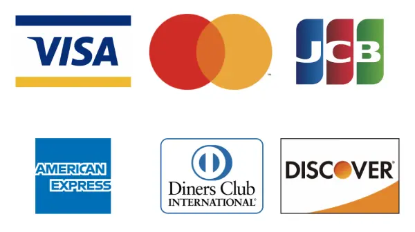 visa,mastercard,jcb,american express,diners club,discover